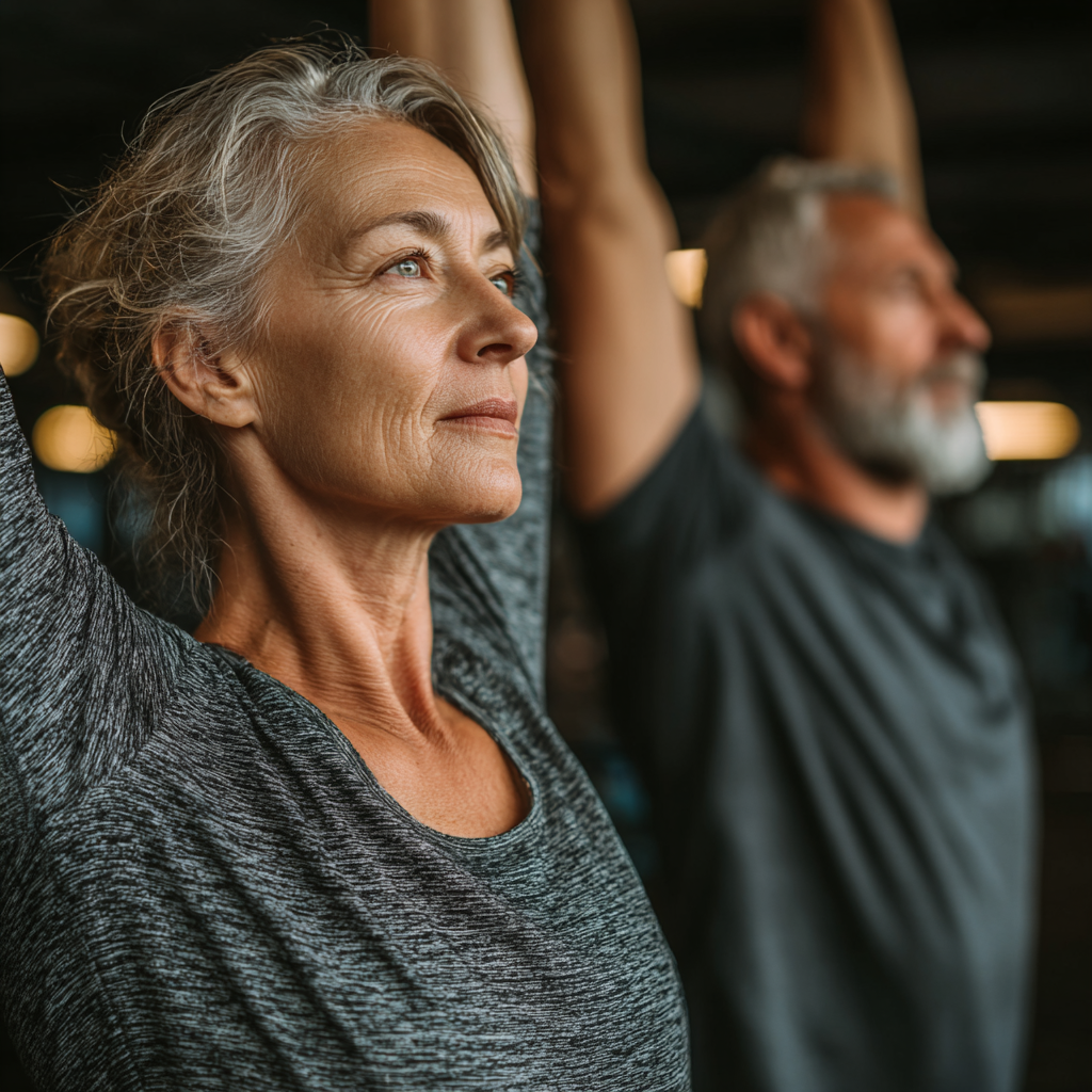 Професионален инструктор работи с възрастна жена